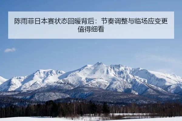 陈雨菲日本赛状态回暖背后：节奏调整与临场应变更值得细看